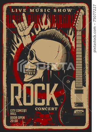 Rock music live convert flyer or poster template Rock music live convert flyer or poster template 75077227