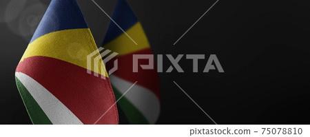Small national flags of the Seychelles on a dark background Small national flags of the Seychelles on a dark background 75078810