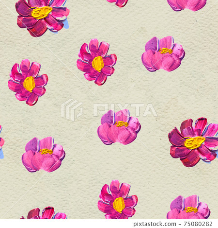 Seamless pattern with flowers. Watercolor or acrylic painting. Hand drawn floral background. Seamless pattern with flowers. Watercolor or acrylic painting. Hand drawn floral background. 75080282