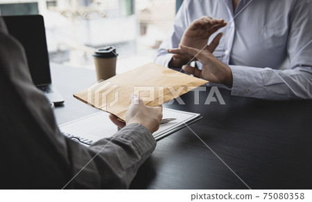 Businessmen refuse to accept money bribery or fraud or cheat, Combating Illegal Receiving of Money and Social Injustice, Anti bribery and corruption concept. Businessmen refuse to accept money bribery or fraud or cheat, Combating Illegal Receiving of Money and Social Injustice, Anti bribery and corruption concept. 75080358