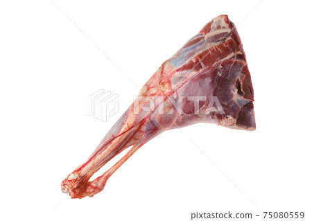 Raw fresh young beef leg isolated on white 75080559