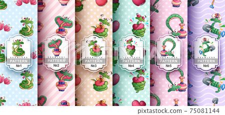 Set cartoon character animal snake - seamless pattern Set cartoon character animal snake - seamless pattern 75081144