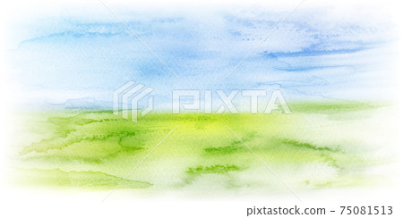 Meadow watercolor sky background 75081513