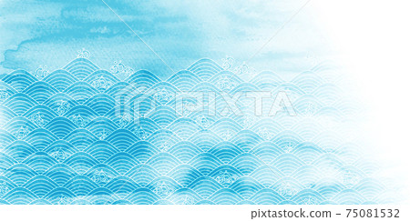 水彩波海背景 75081532