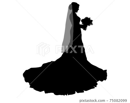 Female silhouette in a wedding dress with a... - Stock Illustration ...