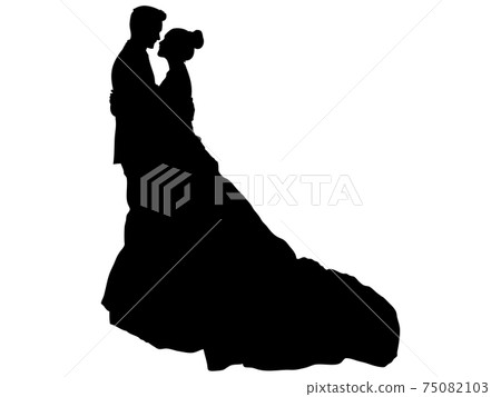 新婚夫婦看著對方的剪影 75082103