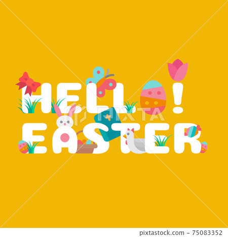 Easter typography design concept. Flat design. Easter typography design concept. Flat design. 75083352