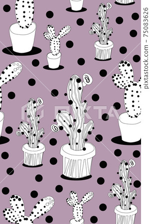 Seamless repeating pattern with cactus on lilac background. Seamless repeating pattern with cactus on lilac background. 75083626