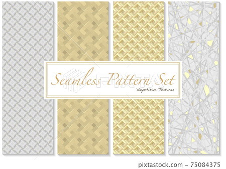 Seamless Patterns in Gold and White Colors Seamless Patterns in Gold and White Colors 75084375