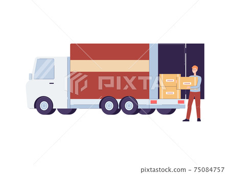 Worker of poultry factory or chicken farm, flat vector illustration isolated. Worker of poultry factory or chicken farm, flat vector illustration isolated. 75084757
