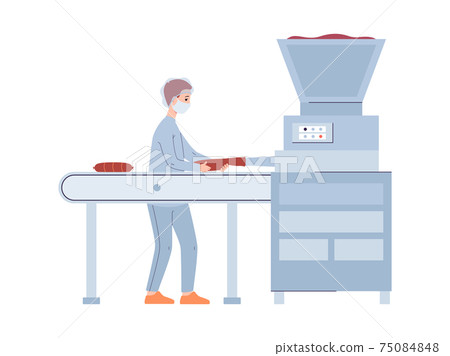 Production of natural meat food a vector flat isolated illustration Production of natural meat food a vector flat isolated illustration 75084848