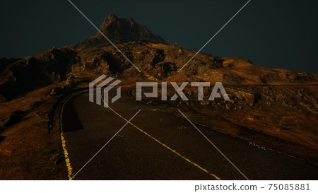 8K ocean road in Scotland at sunset 75085881