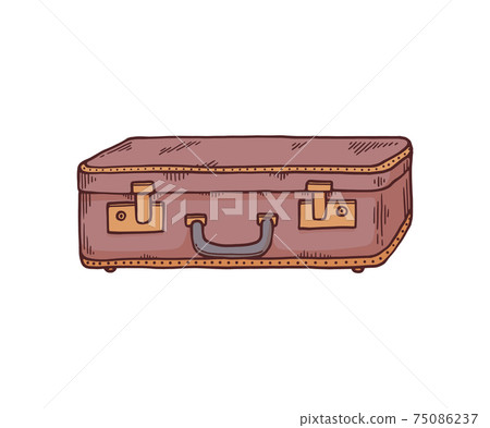 Suitcase vintage retro old bag, baggage for travel and trip a vector illustration Suitcase vintage retro old bag, baggage for travel and trip a vector illustration 75086237