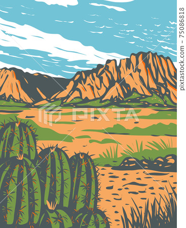 Chihuahuan Desert covering parts of Big Bend National Park in Mexico and southwestern United States WPA Poster Art 75086818