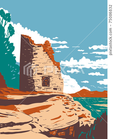 Painted Hand Pueblo in Canyon of the Ancients National Monument in Southwest Colorado WPA Poster Art 75086832