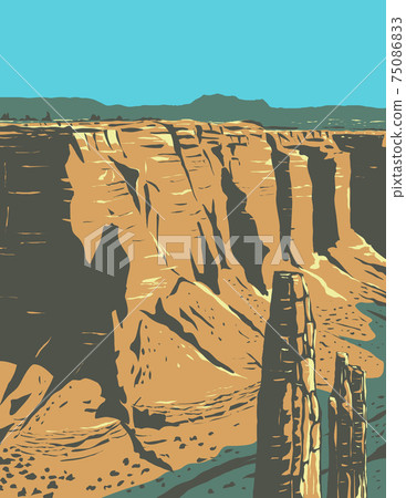 Spider Rock Sandstone Spire in Canyon De Chelly National Monument on Navajo Tribal Lands in Arizona WPA Poster Art 75086833