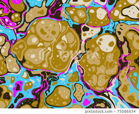 Candy pink and citrine yellow Inkscape Suminagashi Kintsugi Japanese Ink Marbling Paper Art 75086834