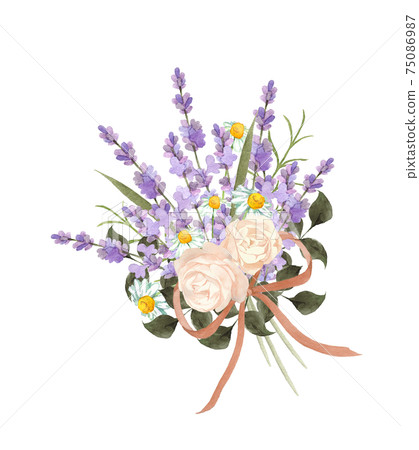Bouquet of roses and lavender 75086987