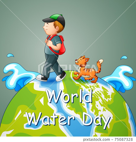 World water day design with a boy walking on earth 75087328