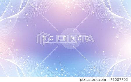 Expansion of life. Colorful explosion background with connected line and dots, wave flow. Visualization Quantum technology. Abstract graphic background explosion, motion burst, vector illustration 75087703