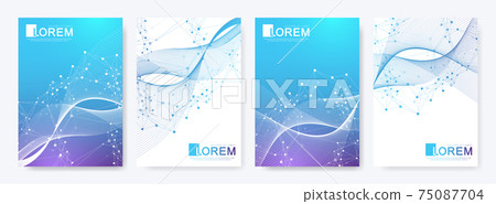 Modern Health care cover template design for a report and medical brochure design, flyer, leaflets for printing presentation Covid 19, coronavirus. Pandemic or epidemic concept. Vector illustration. 75087704