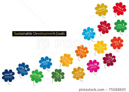 17 Goals of SDGs CMYK Designated Color Clover Icon Set 17 Goals of SDGs CMYK Designated Color Clover Icon Set 75088605
