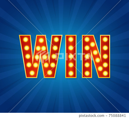 Retro lightbox with winner light on red background. Win prize. Celebration vector background. Winner award. Retro lightbox with winner light on red background. Win prize. Celebration vector background. Winner award. 75088841