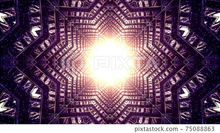 Magic light in star shaped tunnel 3d illustration Magic light in star shaped tunnel 3d illustration 75088863