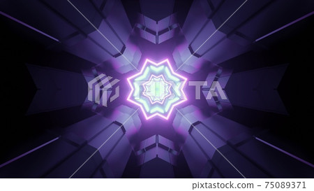 Sci fi tunnel with glowing geometric shaped... - Stock Illustration ...