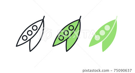 Peas icon. Linear color icon, contour, shape, outline isolated on white. Thin line. Modern design. Vector set. Illustrations of vegetables. Peas icon. Linear color icon, contour, shape, outline isolated on white. Thin line. Modern design. Vector set. Illustrations of vegetables. 75090637