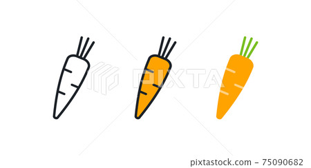 Carrot icon. Linear color icon, contour, shape, outline isolated on white. Thin line. Modern design. Vector set. Illustrations of vegetables. 75090682