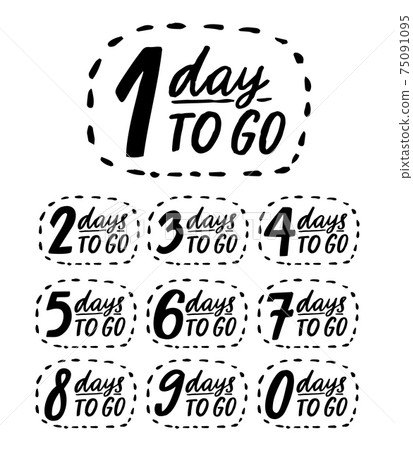 Days to go. Handwritten numbers, countdown template for sale, promo and offers. Black vector doodle badges from 0 to 9. Days to go. Handwritten numbers, countdown template for sale, promo and offers. Black vector doodle badges from 0 to 9. 75091095