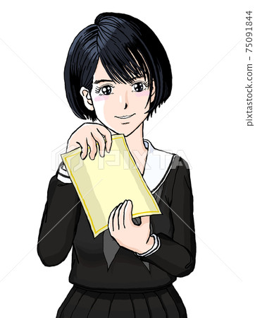 JK Yuna 2021畢業水手服女孩62露出咧嘴笑的文憑 75091844
