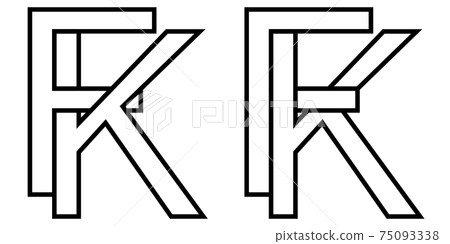 Logo sign fk, kf icon sign interlaced letters K, F vector logo kf, fk first capital letters pattern Logo sign fk, kf icon sign interlaced letters K, F vector logo kf, fk first capital letters pattern 75093338