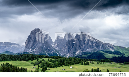 Typical mountain scene in Italian Alps, Dolomites Typical mountain scene in Italian Alps, Dolomites 75094733