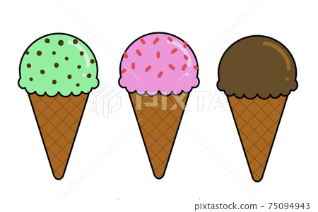 Chocolate mint, strawberry, strawberry and chocolate ice cream Chocolate mint, strawberry, strawberry and chocolate ice cream 75094943
