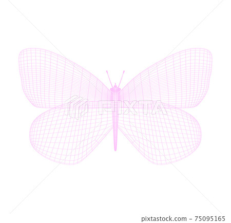 Abstract geometric mesh butterfly. Wireframe technology structure. 3d illustration 75095165