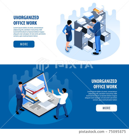 Unorganized Office Isometric Banners 75095875