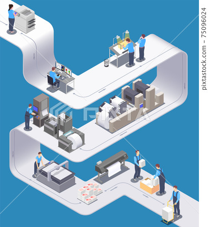 printing house isometric background 75096024