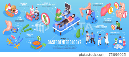 Isometric Gastroenterology Infographic Set 75096025