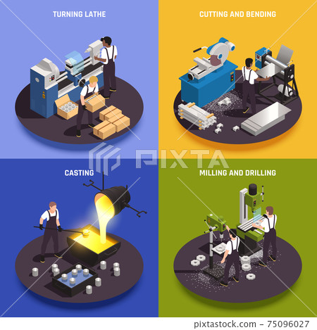 Metalworking Isometric Concept Metalworking Isometric Concept 75096027