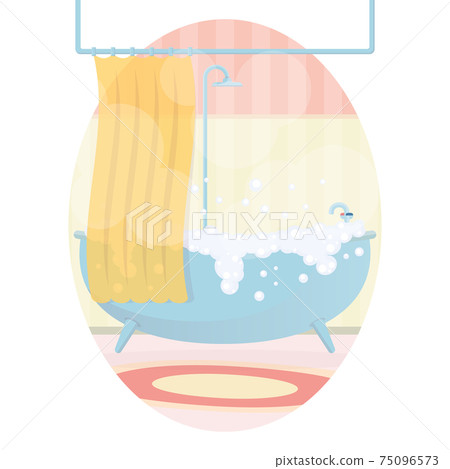 Bathroom interior with furniture in flat style - Stock Illustration ...