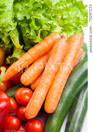 Fresh vegetables isolated on white. High quality photo. Fresh vegetables isolated on white. High quality photo. 75097253