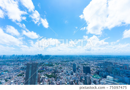 Tokyo scenery summer Shinjuku area seen from Ikebukuro 75097475