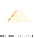 Strawberry, yellow peach, kiwi triangle fruit sandwich 75097791
