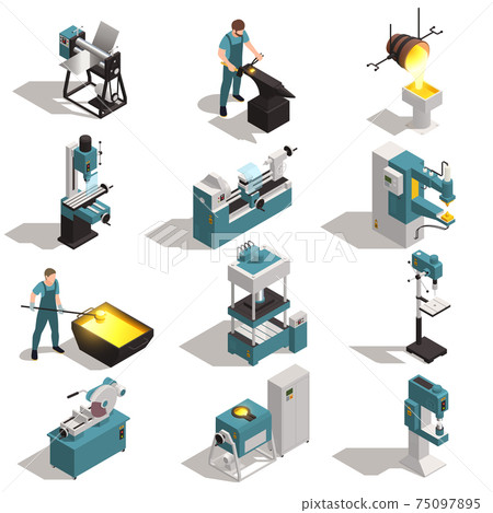 Metalworking People Isometric Set 75097895