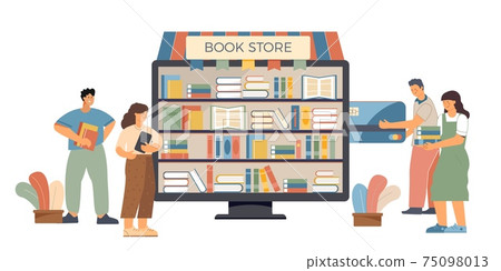 Book Shop Online Flat Composition 75098013