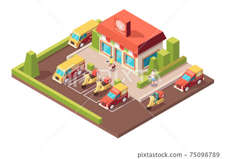 Pizza House Isometric Composition Pizza House Isometric Composition 75098789