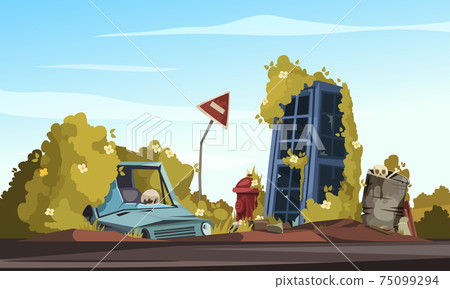 Post Apocalypse Cartoon Illustration 75099294