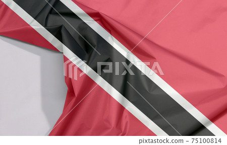 Trinidad and Tobago fabric flag crepe and crease with white space 75100814